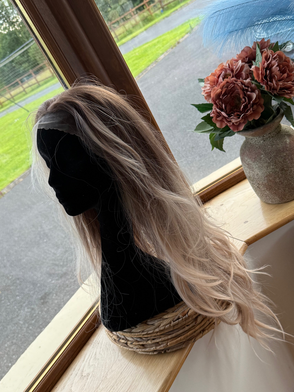 Icy Blonde Lace Human Wig 22 inch long mono Top