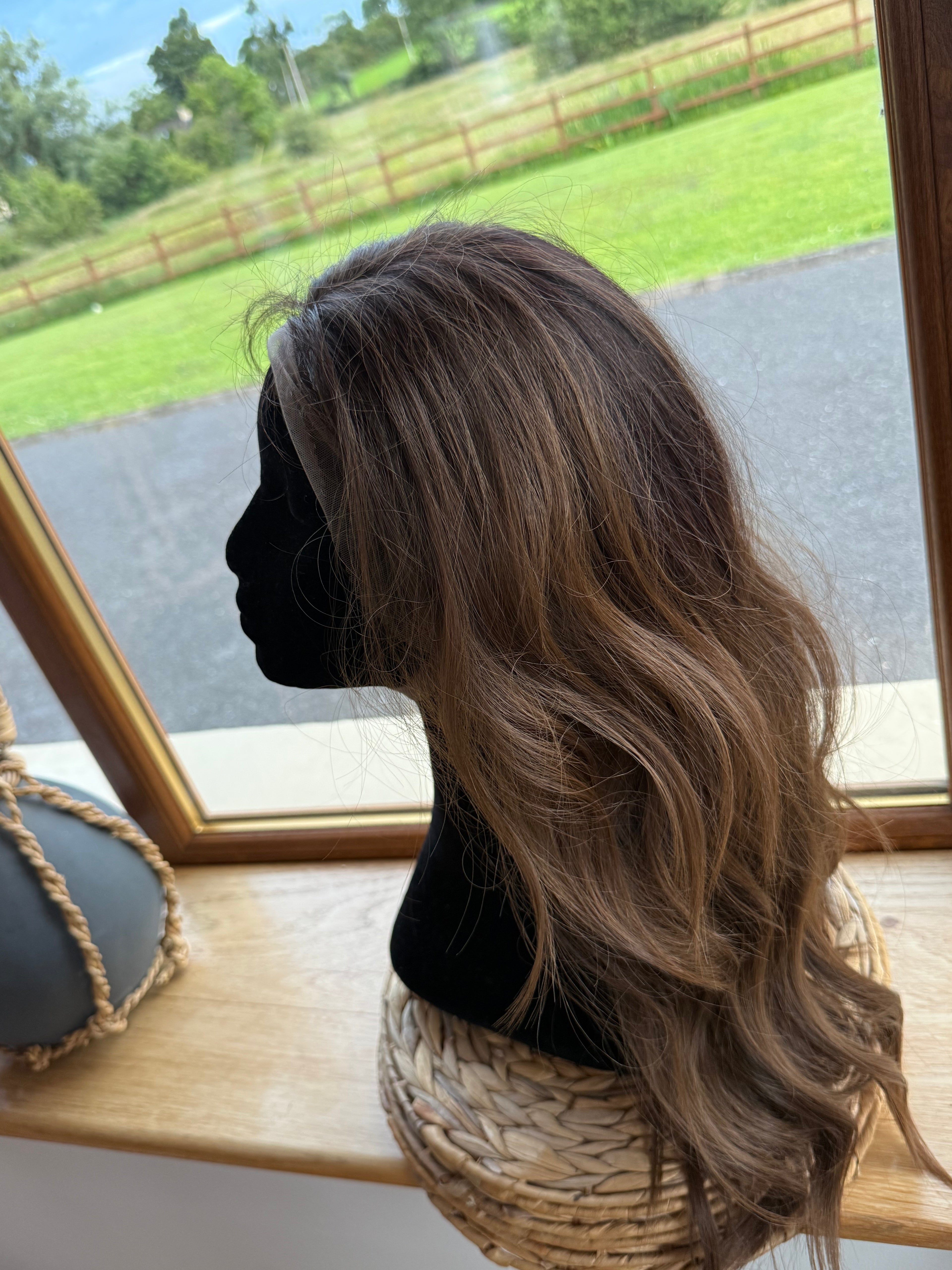 Ash Blonde Human Wig 22 inch mono top