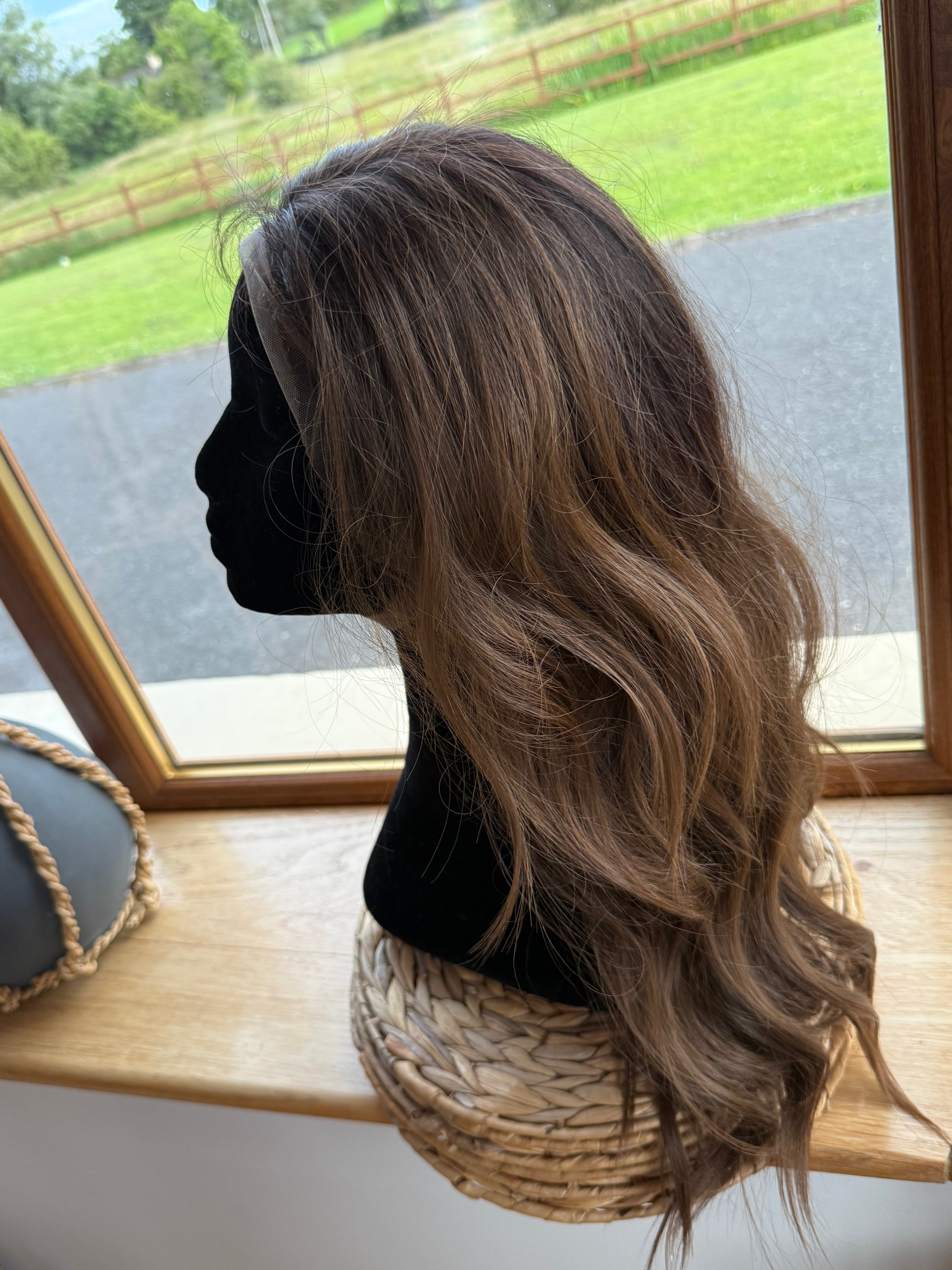 Ash Blonde Human Wig 22 inch mono top